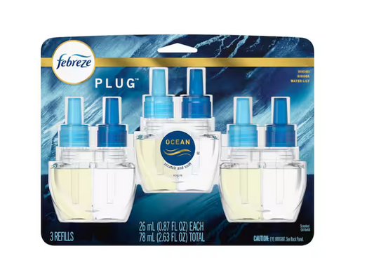 Febreze Origins Fade Defy 0.87 oz. Ocean Scented Oil Plug-In Automatic Air Freshener Refill (3-Count)