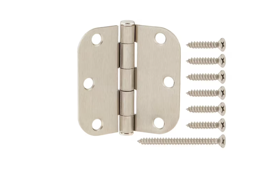 Everbilt 3 in. x 5/8 in. Radius Satin Nickel Squeak-Free Door Butt Hinge