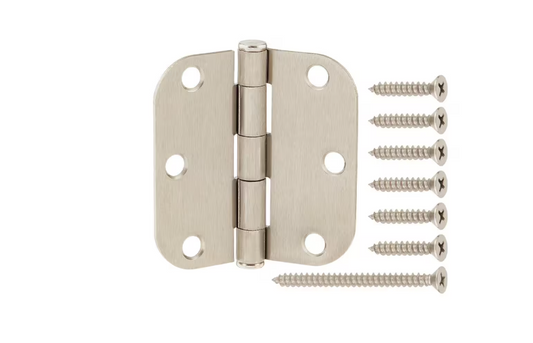 Everbilt 3 in. x 5/8 in. Radius Satin Nickel Squeak-Free Door Butt Hinge