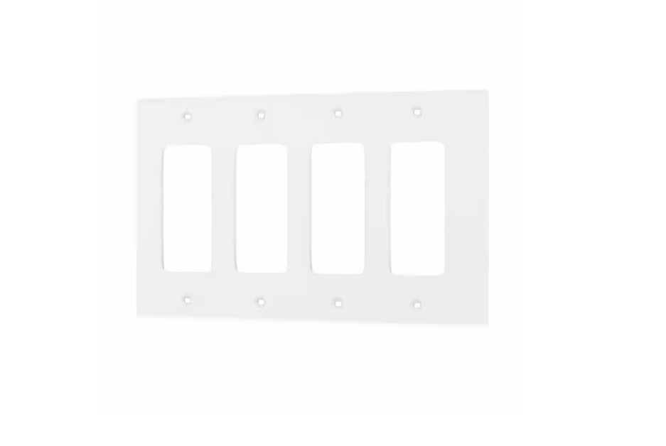 Leviton 4-Gang White Decora/Rocker Nylon Midway/Midsize Wall Plate (1-Pack) PJ264-W