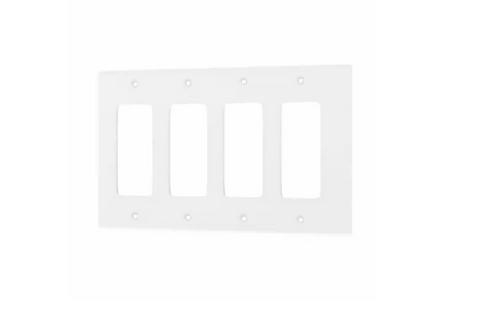 Leviton 4-Gang White Decora/Rocker Nylon Midway/Midsize Wall Plate (1-Pack) PJ264-W
