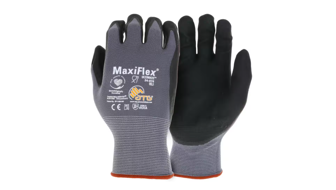 ATG MaxiFlex Ultimate Men's X-Large Gray Nitrile Coated Work Gloves with Touchscreen Capability