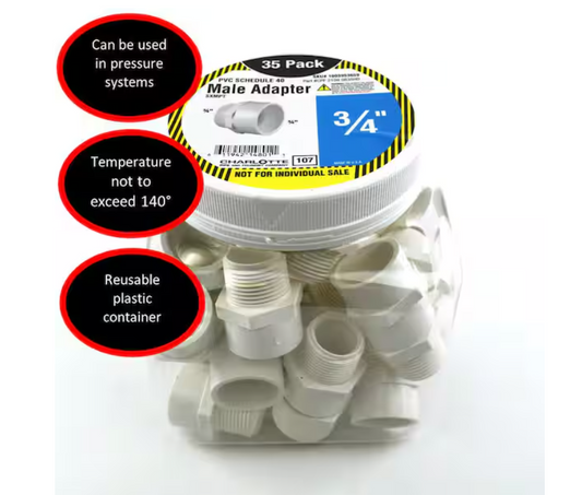 Charlotte Pipe 3/4 in. PVC Adapter S x M Pro Pack (35-Pack)