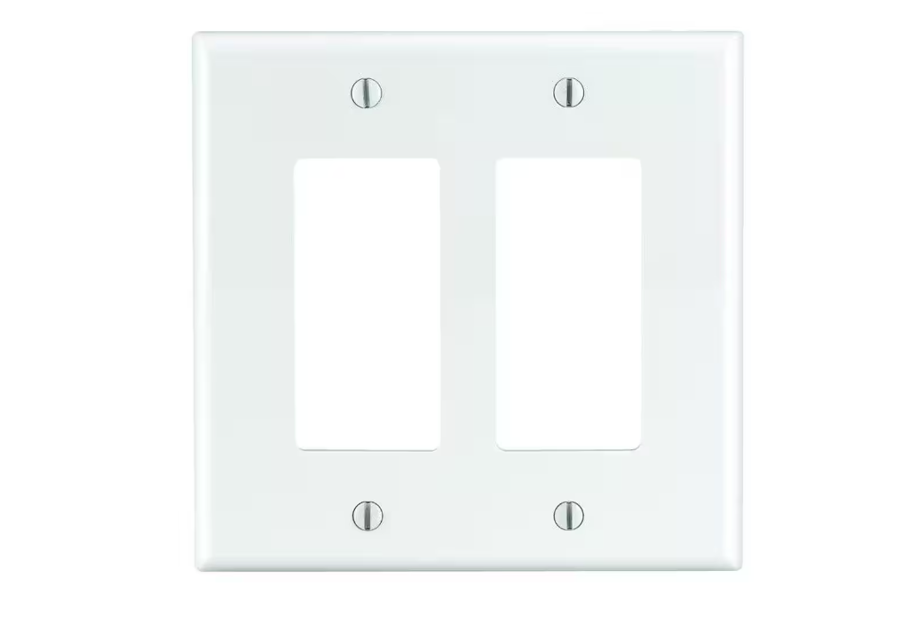 Leviton 2-Gang White Decora/Rocker Nylon Midway/Midsize Wall Plate (1-Pack) PJ262-W