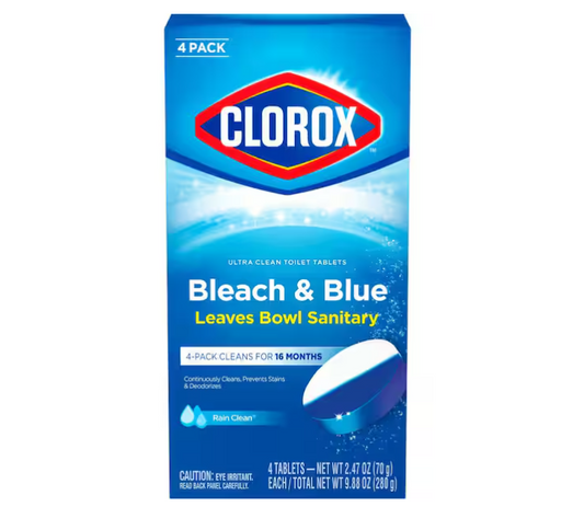 Clorox 2.47 oz. Rain Clean Scent Ultra Clean Automatic Toilet Bowl Cleaner Tablets Bleach and Blue (4-Count)