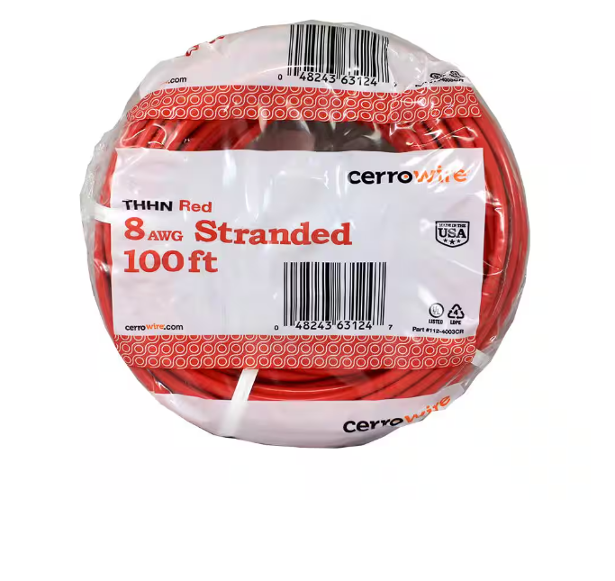 Cerrowire 100 ft. 8 Gauge Red Stranded Copper THHN Wire