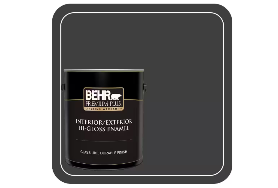 BEHR PREMIUM PLUS 1 gal. Pure Black Hi-Gloss Enamel Exterior/Interior Paint