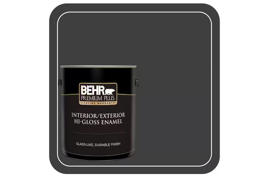 BEHR PREMIUM PLUS 1 gal. Pure Black Hi-Gloss Enamel Exterior/Interior Paint
