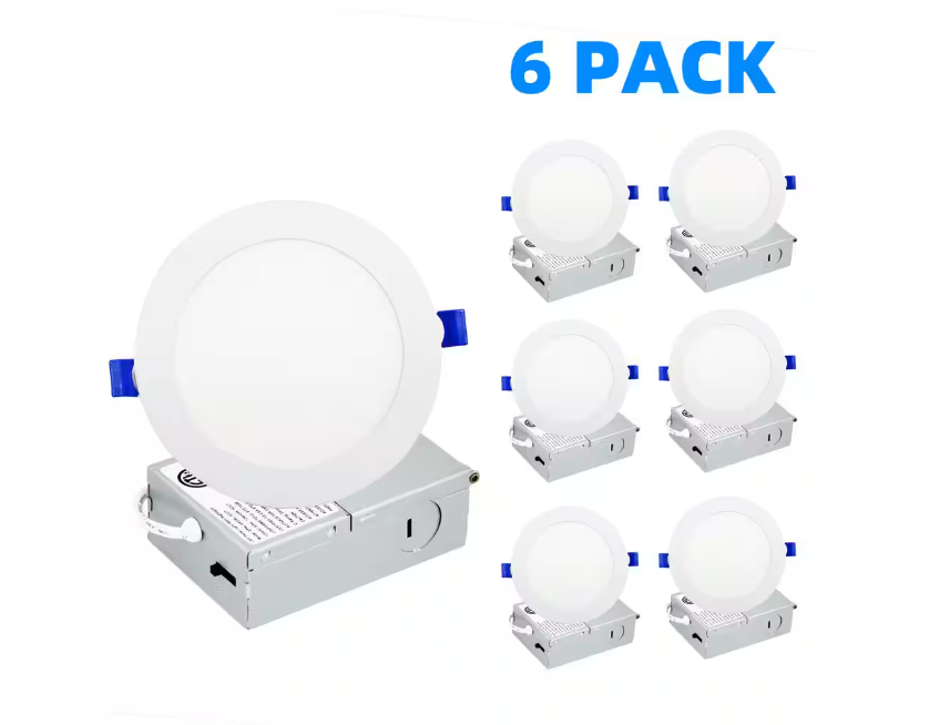 WYZM 5/6 in. Adjustable CCT Canless Dimmable Indoor/Outdoor Integrated LED Recessed Downlight Kit (6-Pack)