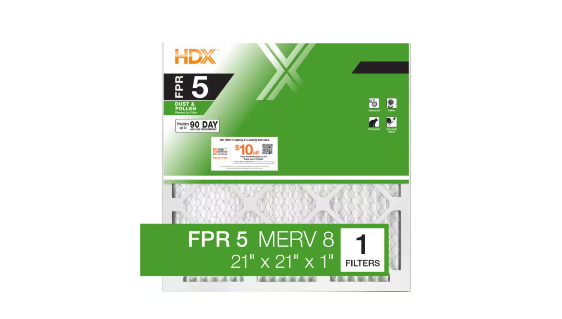 HDX 21 in. x 21 in. x 1 in. Standard Pleated Air Filter FPR 5, MERV 8
