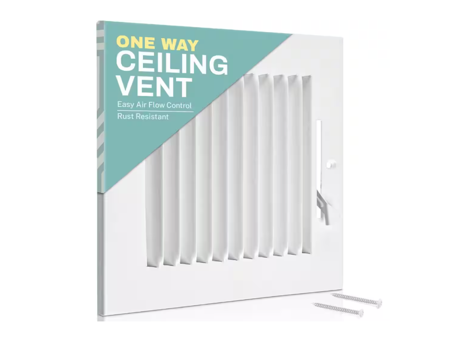 HOME INTUITION 10 X 06 1-Way Air Vent Coves for Home Ceiling or Wall Grille Register Cover w/Adjustable Damper, White