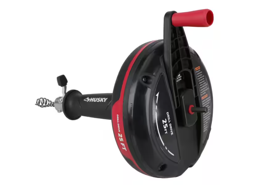 Husky 25 ft. Power Drum Drain Snake Drill-Operated Auger for Sink, Tub and Shower Clogs
