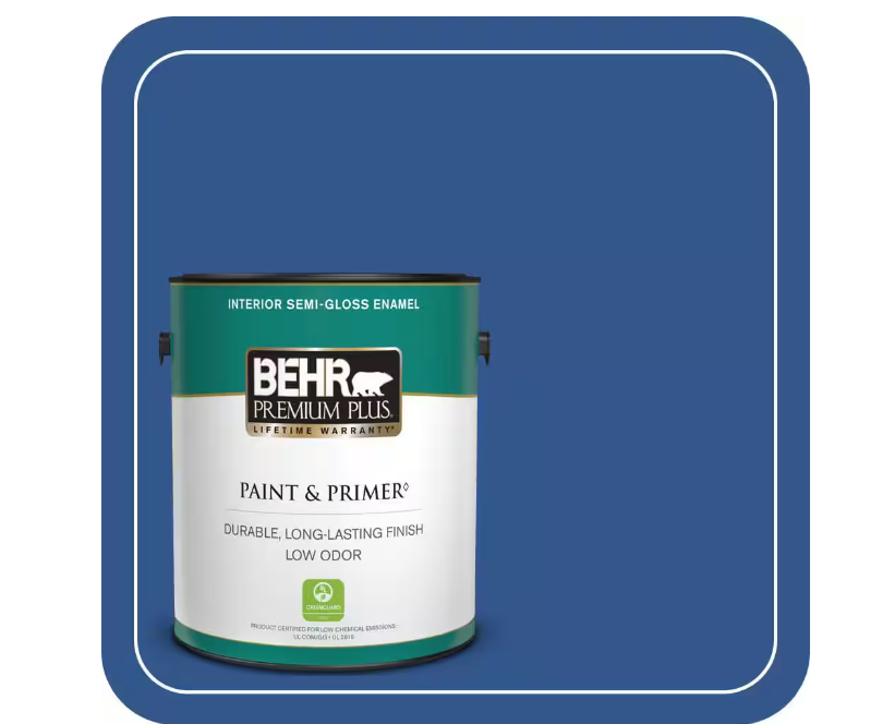 BEHR PREMIUM PLUS 1 gal. #PPU15-03 Dark Cobalt Blue Semi-Gloss Enamel Low Odor Interior Paint & Primer