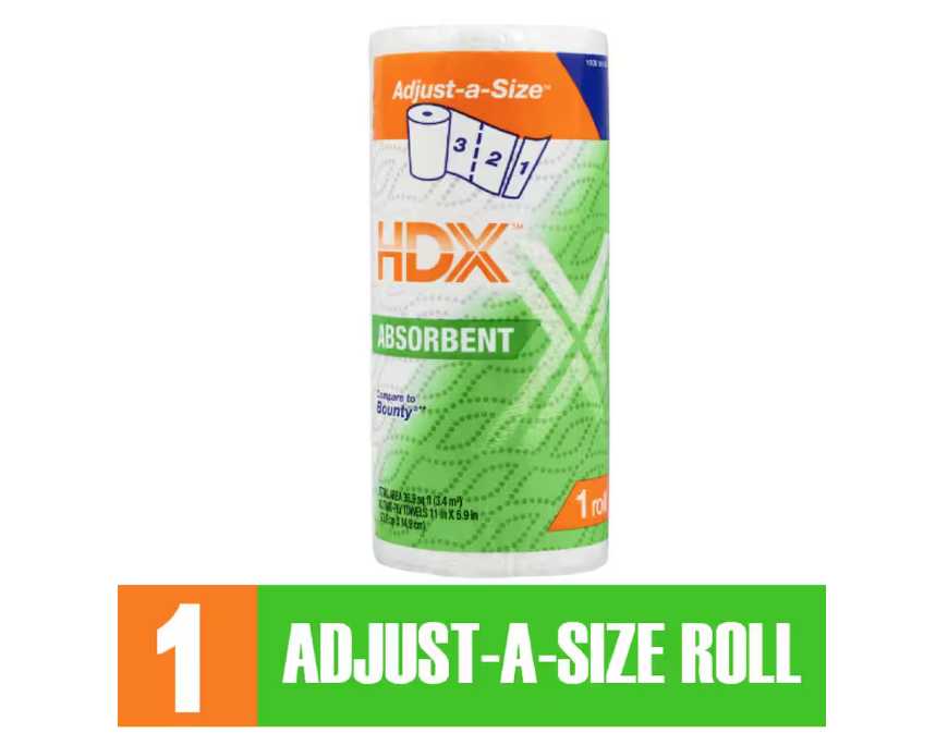 HDX Premium Adjust-A-Size, White Paper Towel Roll (1 Roll)