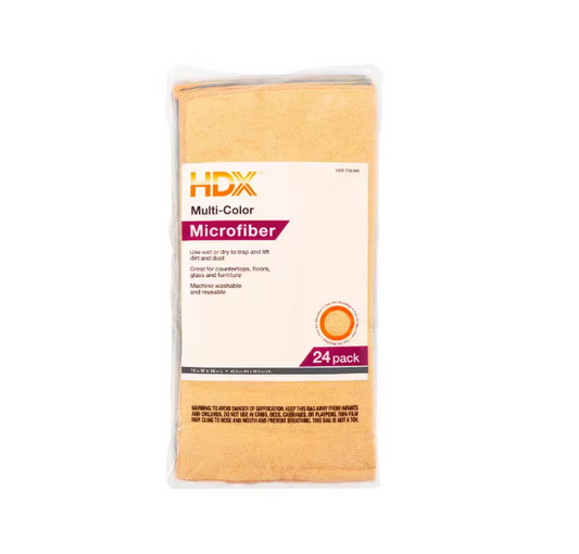 HDX 16 in. x 16 in. Multi-Purpose Microfiber Towel (24-Pack)