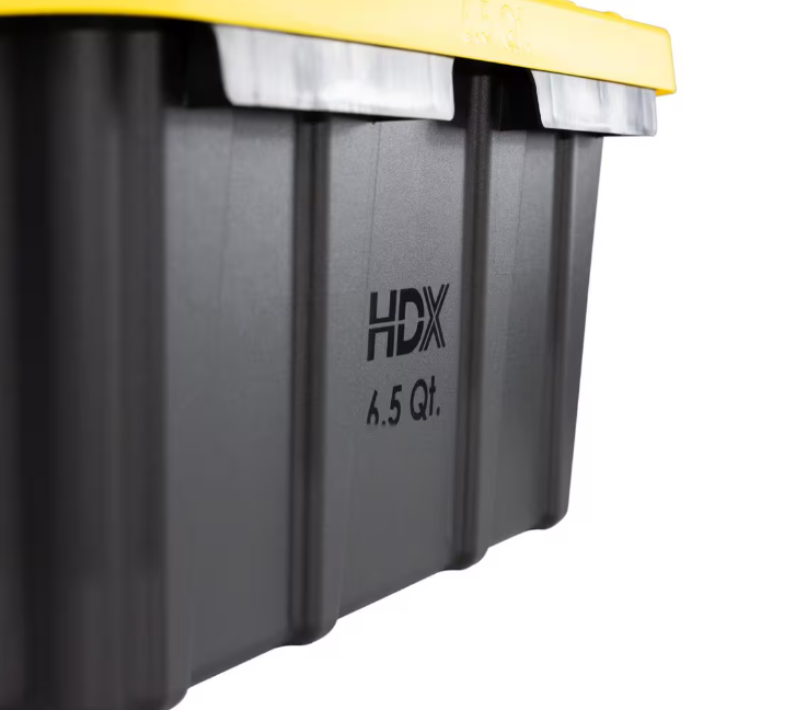 HDX 6.5-Qt Tough Storage Tote in Black with Yellow Lid