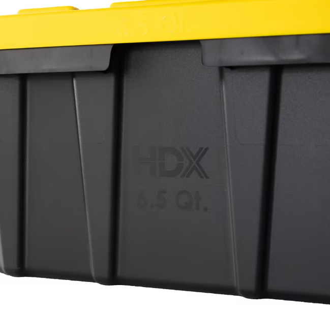 HDX 6.5-Qt Tough Storage Tote in Black with Yellow Lid