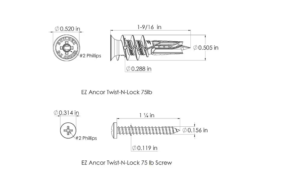 Twist-N-Lock 75 lbs. Drywall Anchors (20-Pack)