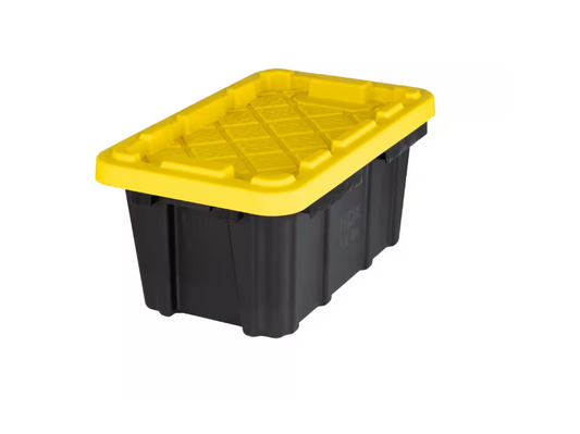 HDX 6.5-Qt Tough Storage Tote in Black with Yellow Lid