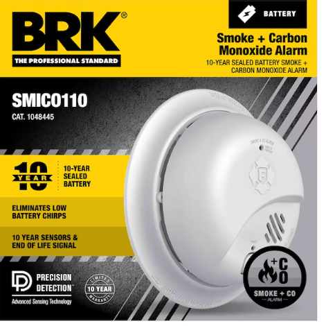 First Alert BRK 10-Year Battery, Battery-operated Ionization Combination Smoke and Carbon Monoxide Detector