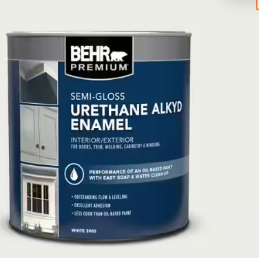 BEHR PREMIUM 1 qt. #52 White Semi-Gloss Enamel Urethane Alkyd Interior/Exterior Paint