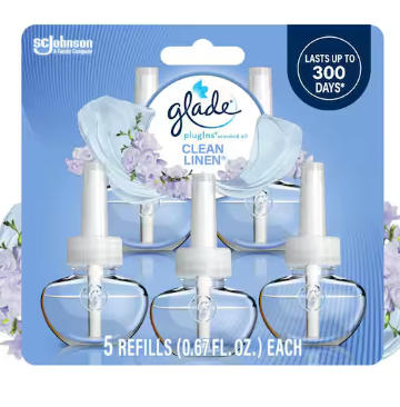 Glade 3.35 fl. oz. Clean Linen Scented Oil Plug-In Air Freshener Refill (5-Count)