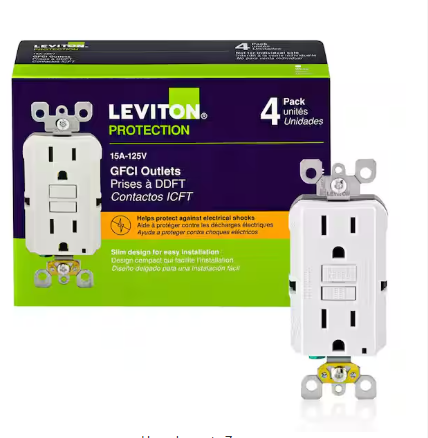 15 Amp 125-Volt Duplex Self-Test Slim GFCI Outlet, White (4-Pack) GFNT1-4W