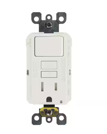 15 Amp 125-Volt Combo Self-Test Tamper-Resistant GFCI Outlet and Switch, White GFSW1-KW