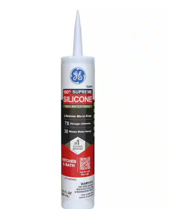 GE Supreme Silicone Caulk 10.1 oz Kitchen and Bath Sealant Clear