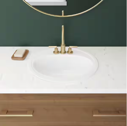 Bootz Industries Laurel Round Drop-In Bathroom Sink in White