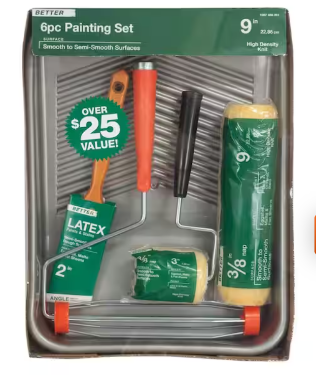 PRIVATE BRAND UNBRANDED 6-Piece Plastic Tray/High-Density Polyester Knit Paint Applicator Kit