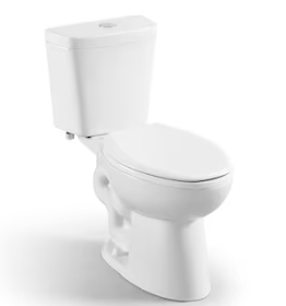 Project Source Pro-Flush White Elongated Chair height 12-in Rough-In WaterSense 1.6 GPF Dual Flush 2-piece Toilet
