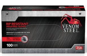 Venom Steel Heavy Duty One size fits all 100 -Count Textured -Grip Nitrile Disposable cleaning gloves 50 -Pairs