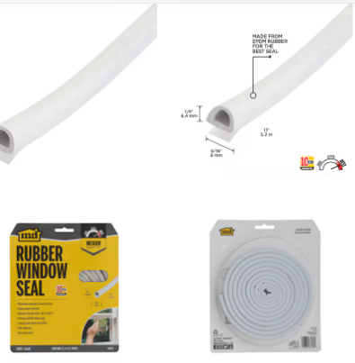 M-D 17-ft x 5/16-in x 1/4-in White Rubber Window Weatherstrip