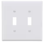 Eaton 2 -Gang Midsize Size White Polycarbonate Indoor Toggle Wall Plate