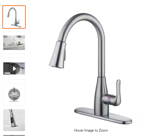 Glacier Bay McKenna Single-Handle Pull Down Sprayer Kitchen Faucet in Stainless Steel with TurboSpray and FastMount