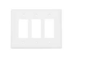 RUN BISON 3-Gang Decorator/Rocker Plastic Wall Plate With Screw, White (10-Pack)