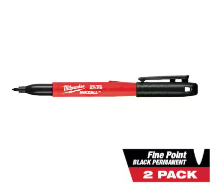 Milwaukee INKZALL Black Fine Point Jobsite Permanent Marker (2-Pack)