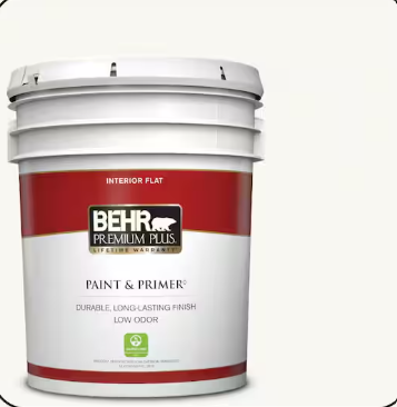 BEHR PREMIUM PLUS 5 gal. Ultra Pure White Flat Low Odor Interior Paint & Primer