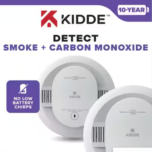 10-Year Battery Powered Smoke and Carbon Monoxide Detector with Alarm LED Warning Lights 21031514