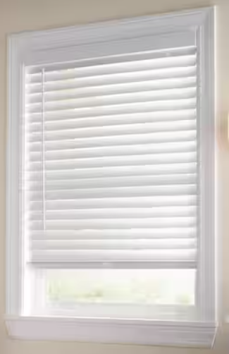Home Decorators Collection White Cordless Faux Wood Blinds for Windows with 2 in. Slats - 72 in. W x 64 in. L (Actual Size 71.5 in. W x 64 in. L)