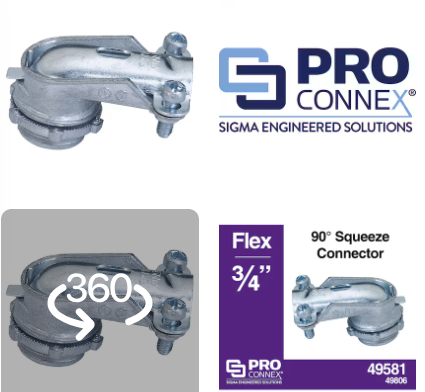 Sigma ProConnex 3/4-in 90 -Degree Flexible / Die cast zinc Squeeze Connector Conduit Fittings