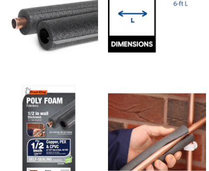 Frost King 6-ft Foam Self-sealing tubular pipe insulation for 1/2-in Pipe