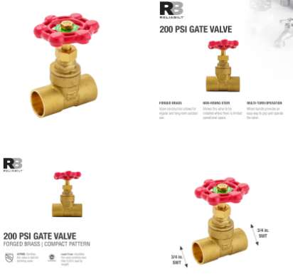 3/4-in Copper sweat Brass Gate Valve