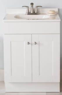 Project Source Dover 24-in True White Single Sink Bathroom Vanity with White Cultured Marble Top