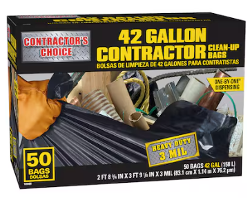 Contractor's Choice Contractor 42-Gallon Scent free Black Outdoor Plastic Construction Flap Tie Trash Bag 50 -Count