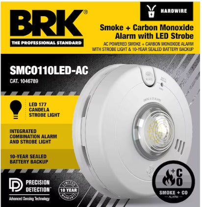 First Alert BRK 10-Year Battery, Hardwired (with Battery Backup) Photoelectric Combination Smoke and Carbon Monoxide Detector