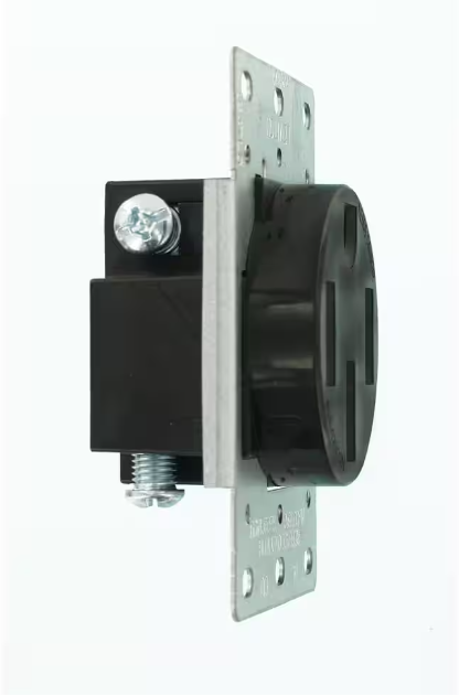 Leviton 50 Amp Flush Mount Shallow Single Outlet, Black 279-S00