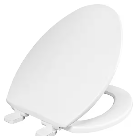 BEMIS Kimball 2 Elongated Soft-Close Never-Loosens Plastic Toilet Seat in Whites