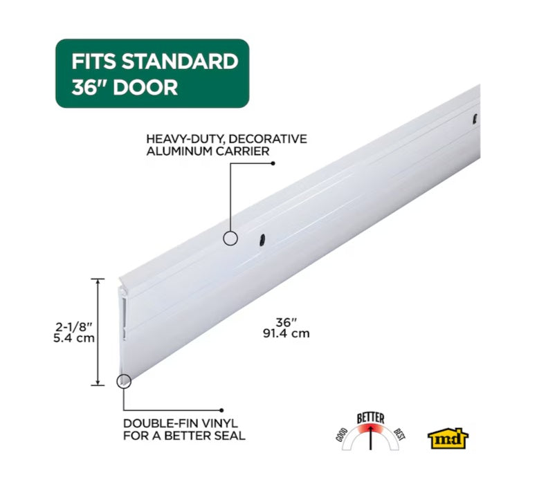 M-D 36-in White Door Sweep (Install with Screws)